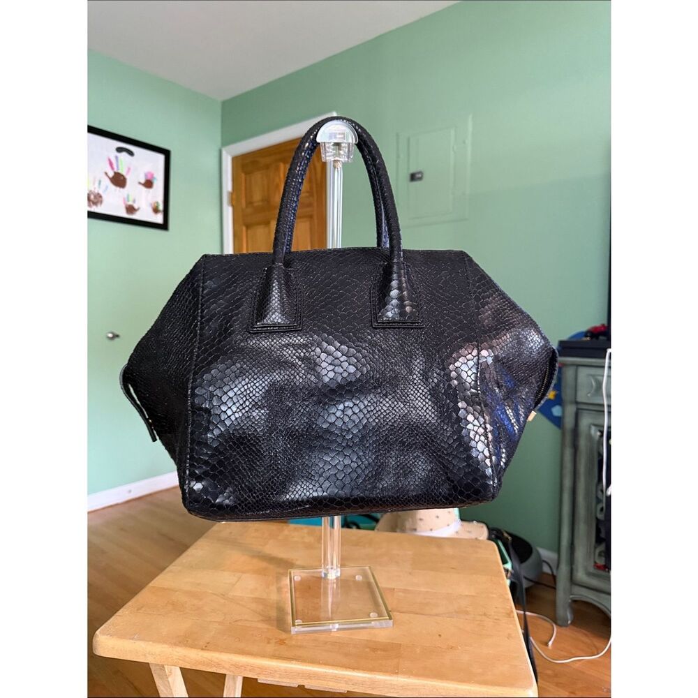 Stella McCartney Black Faux-Snake Satchel